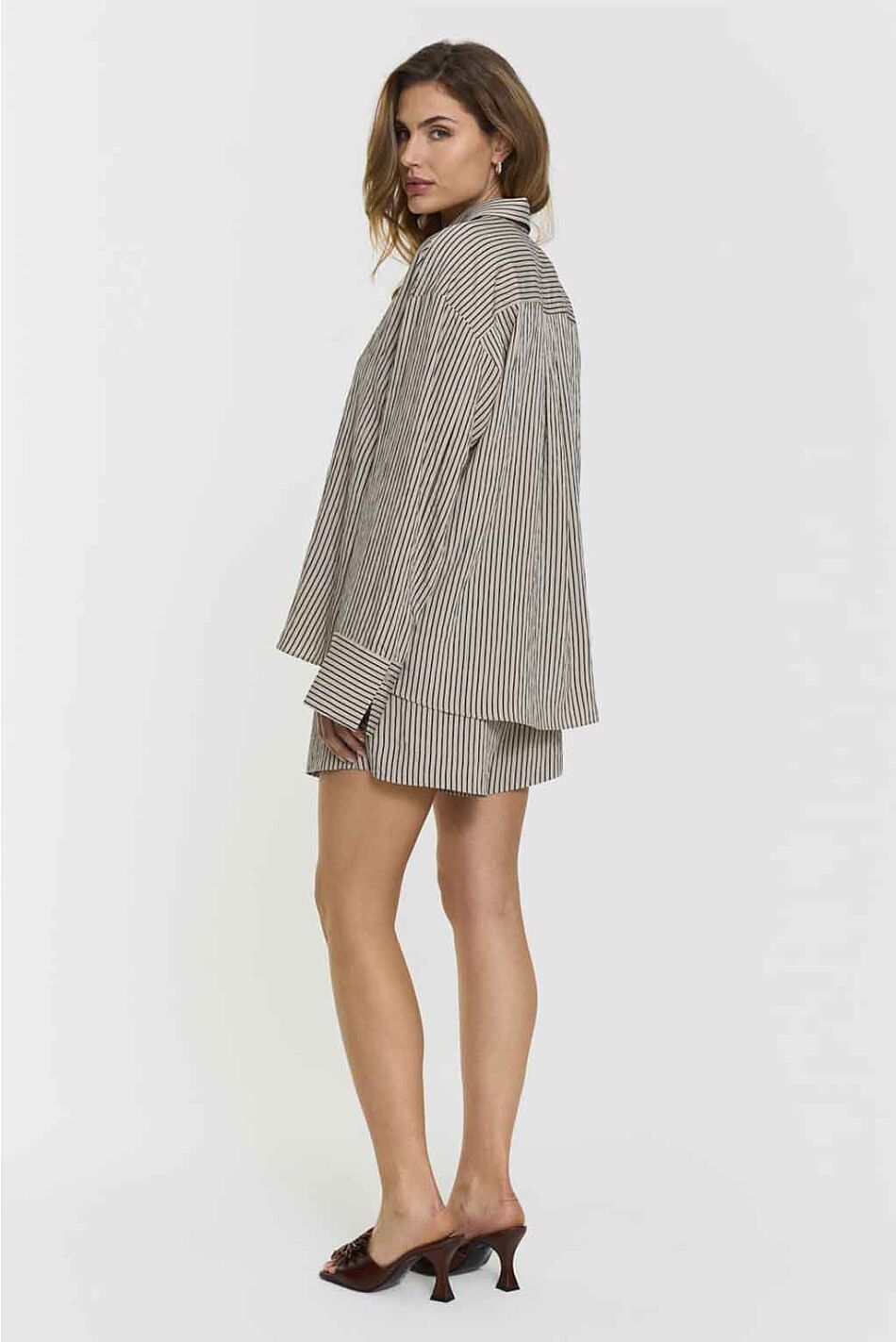 ARWA SHIRT NAVY BEIGE STRIPE