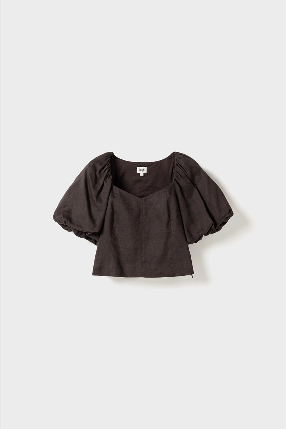 AUDRINA LINEN TOP COFFEE