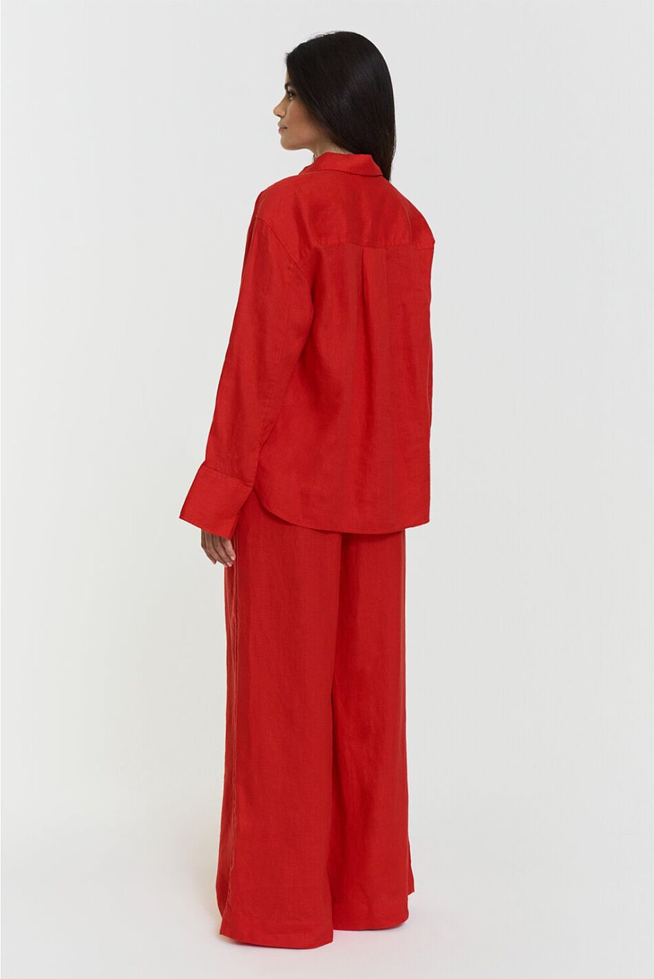 EVIANNA LINEN SHIRT POPPY RED