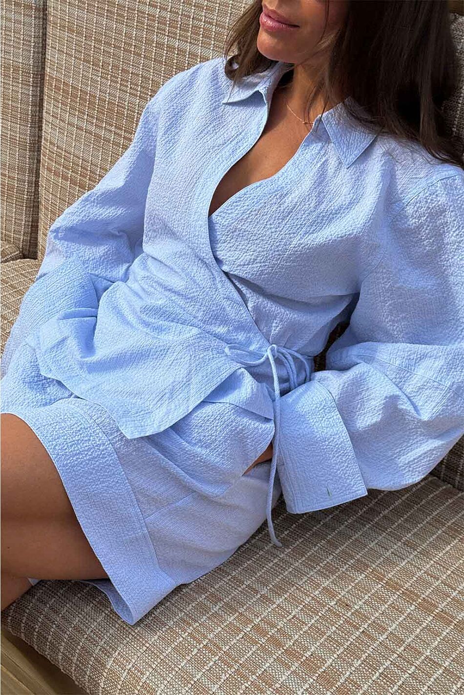 MELLA WRAP SHIRT PALE BLUE ST