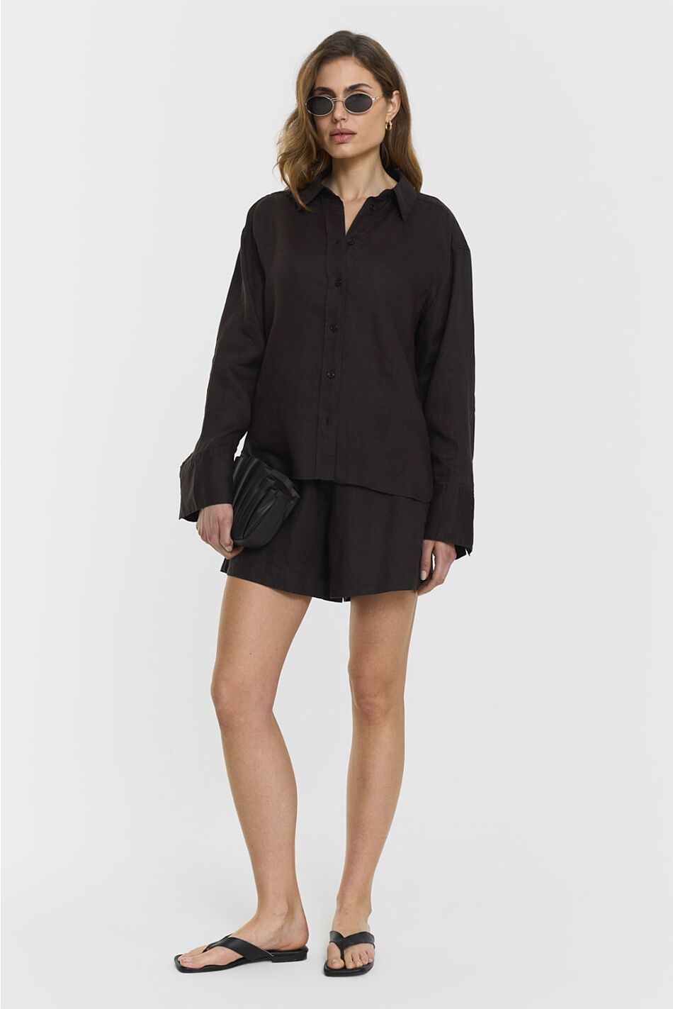 MELODY LINEN SHORTS COFFEE