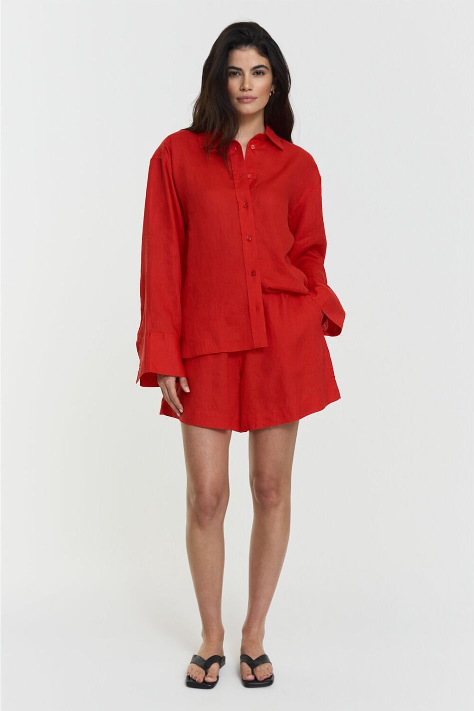 MELODY LINEN SHORTS POPPY RED