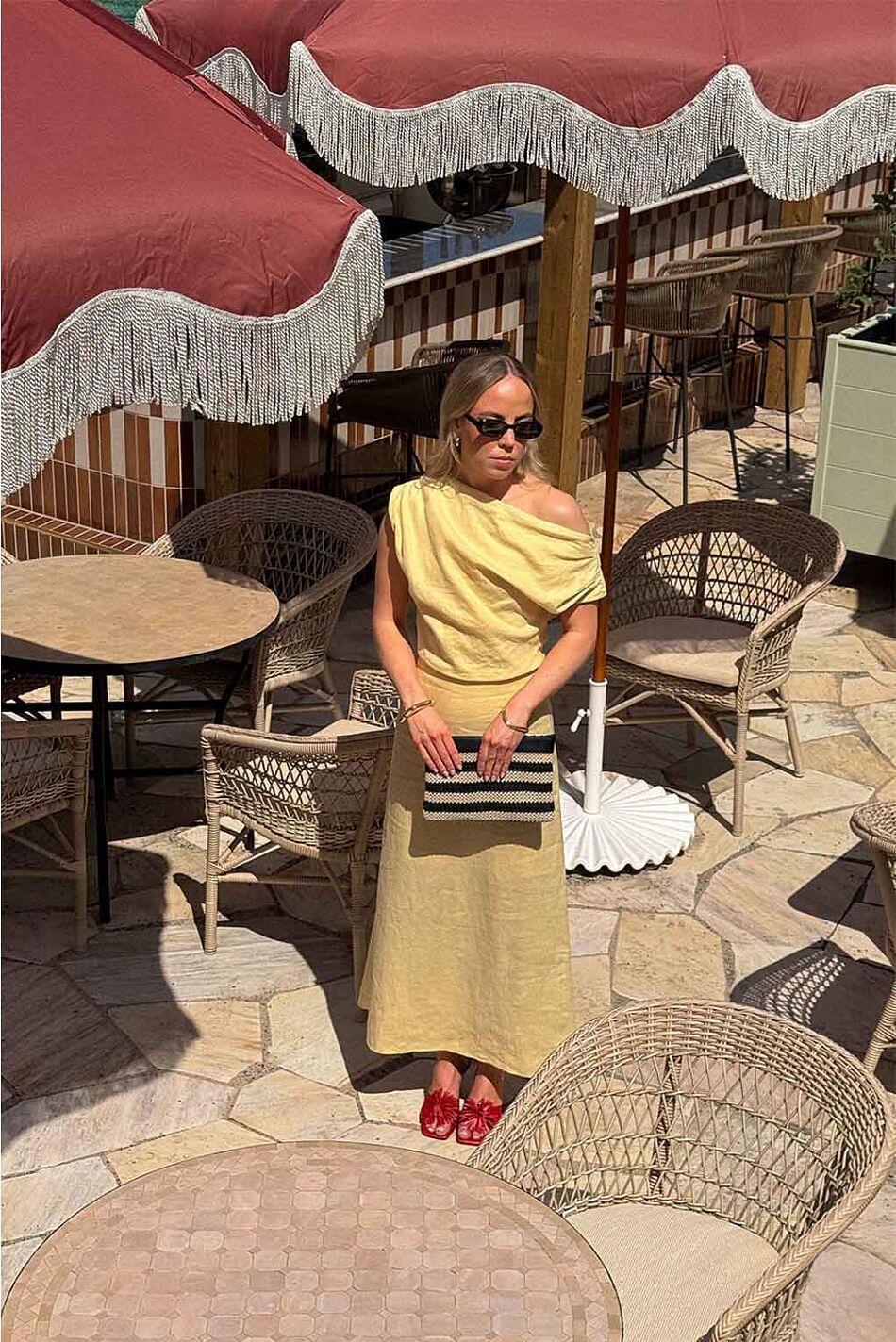REINA LINEN DRESS BUTTER YELL