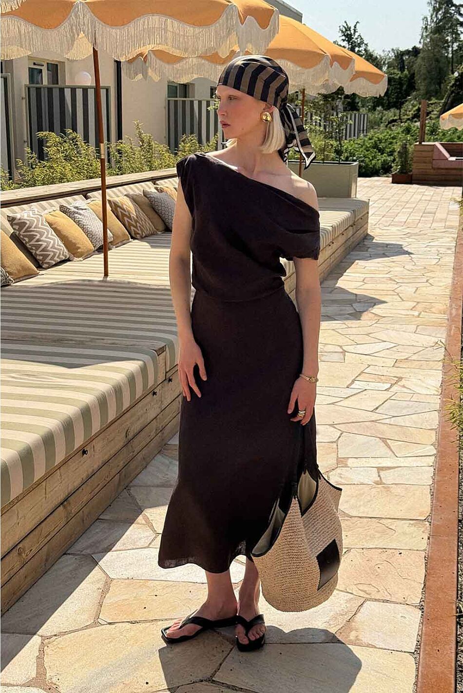 REINA LINEN DRESS COFFEE